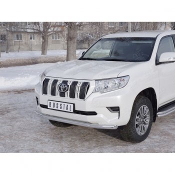 18 399 р. Защита переднего бампера (Ø63 мм, нержавейка) SLITKOFF  Toyota Land Cruiser Prado  J150 (2017-2020) 2-ой рестайлинг  с доставкой в г. Пермь. Увеличить фотографию 2