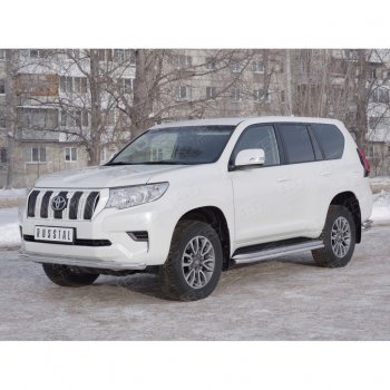 18 399 р. Защита переднего бампера (Ø63 мм, нержавейка) SLITKOFF  Toyota Land Cruiser Prado  J150 (2017-2020) 2-ой рестайлинг  с доставкой в г. Пермь. Увеличить фотографию 3