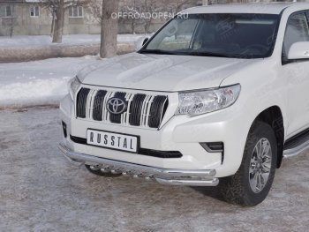 27 999 р. Защита переднего бампера (Ø63 мм c зубами Ø42, нержавейка) SLITKOFF  Toyota Land Cruiser Prado  J150 (2017-2020) 2-ой рестайлинг  с доставкой в г. Пермь. Увеличить фотографию 2