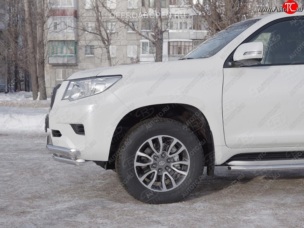 27 999 р. Защита переднего бампера (Ø63 мм c зубами Ø42, нержавейка) SLITKOFF  Toyota Land Cruiser Prado  J150 (2017-2020) 2-ой рестайлинг  с доставкой в г. Пермь