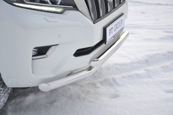 31 589 р. Защита переднего бампера двойная из труб d63/63 мм Petroil Tuning  Toyota Land Cruiser Prado  J150 (2017-2020) 2-ой рестайлинг (Нержавеющая полированная сталь)  с доставкой в г. Пермь. Увеличить фотографию 3