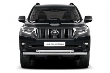 31 589 р. Защита переднего бампера двойная из труб d63/63 мм Petroil Tuning  Toyota Land Cruiser Prado  J150 (2017-2020) 2-ой рестайлинг (Нержавеющая полированная сталь)  с доставкой в г. Пермь. Увеличить фотографию 4