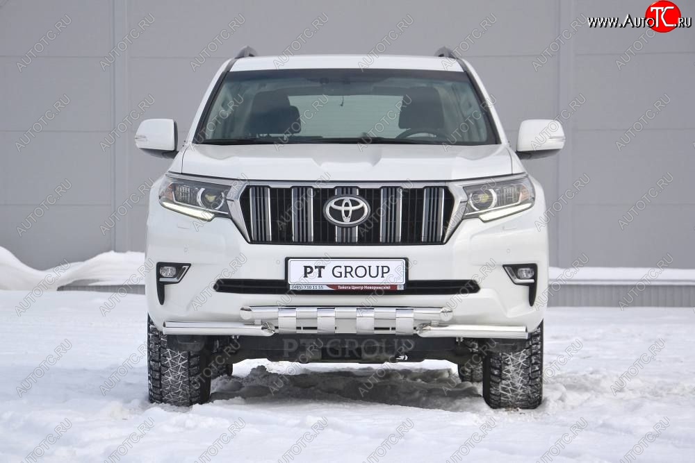 35 299 р. Защита переднего бампера на Petroil Tuning (диаметр 63 и 63)  Toyota Land Cruiser Prado  J150 (2017-2020) 2-ой рестайлинг (Нержавеющая полированная сталь)  с доставкой в г. Пермь