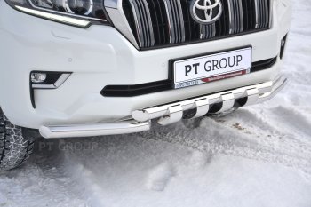 35 299 р. Защита переднего бампера на Petroil Tuning (диаметр 63 и 63)  Toyota Land Cruiser Prado  J150 (2017-2020) 2-ой рестайлинг (Нержавеющая полированная сталь)  с доставкой в г. Пермь. Увеличить фотографию 2