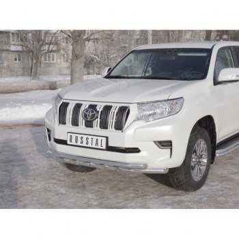 23 999 р. Защита переднего бампера (Ø63 мм с зубьями, нержавейка) SLITKOFF  Toyota Land Cruiser Prado  J150 (2017-2020) 2-ой рестайлинг  с доставкой в г. Пермь. Увеличить фотографию 2