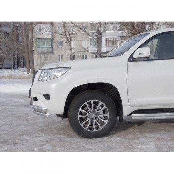 23 899 р. Защита переднего бампера (Ø63 мм с углами, нержавейка) SLITKOFF Toyota Land Cruiser Prado J150 2-ой рестайлинг (2017-2020)  с доставкой в г. Пермь. Увеличить фотографию 2