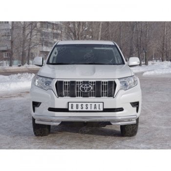 23 899 р. Защита переднего бампера (Ø63 мм с углами, нержавейка) SLITKOFF Toyota Land Cruiser Prado J150 2-ой рестайлинг (2017-2020)  с доставкой в г. Пермь. Увеличить фотографию 3