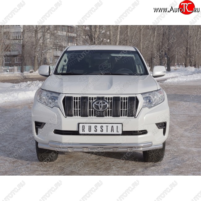 23 999 р. Защита переднего бампера (Ø63 мм с зубьями, нержавейка) SLITKOFF  Toyota Land Cruiser Prado  J150 (2017-2020) 2-ой рестайлинг  с доставкой в г. Пермь