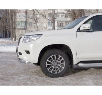 18 649 р. Защита переднего бампера (2 трубыØ76 и 75х42 мм, нержавейка) Russtal Toyota Land Cruiser Prado J150 2-ой рестайлинг (2017-2020)  с доставкой в г. Пермь. Увеличить фотографию 2