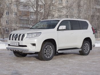 29 549 р. Защита переднего бампера (2 трубы Ø76 мм с зубами, нержавейка) SLITKOFF  Toyota Land Cruiser Prado  J150 (2017-2020) 2-ой рестайлинг  с доставкой в г. Пермь. Увеличить фотографию 3