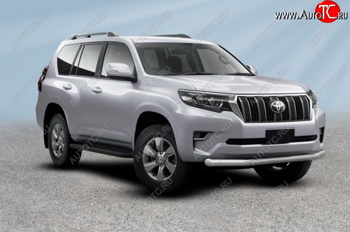 16 349 р. Защита переднего бампера Slitkoff (Ø 76 мм)  Toyota Land Cruiser Prado  J150 (2017-2020) 2-ой рестайлинг (Нержавеющая сталь)  с доставкой в г. Пермь