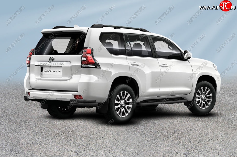 11 399 р. Защита заднего бампера Slitkoff (уголки из 2 труб d76 и 42 мм) Toyota Land Cruiser Prado J150 2-ой рестайлинг (2017-2020) (Сталь с полимерным покрытием. Цвет: чёрный)  с доставкой в г. Пермь