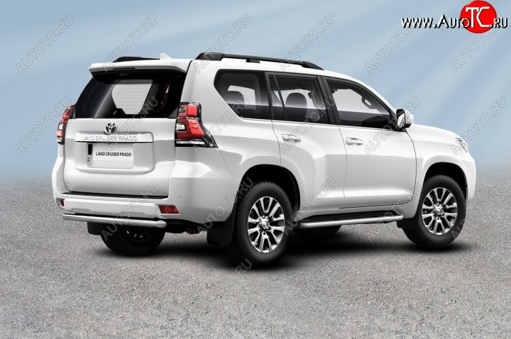 11 799 р. Защита заднего бампера Slitkoff (Ø 57 мм, короткая)  Toyota Land Cruiser Prado  J150 (2017-2020) 2-ой рестайлинг (Нержавеющая сталь)  с доставкой в г. Пермь