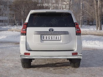 22 899 р. Защита заднего бампера (2 трубы Ø63 и 42 мм с углами, нержавейка) SLITKOFF Toyota Land Cruiser Prado J150 2-ой рестайлинг (2017-2020)  с доставкой в г. Пермь. Увеличить фотографию 4