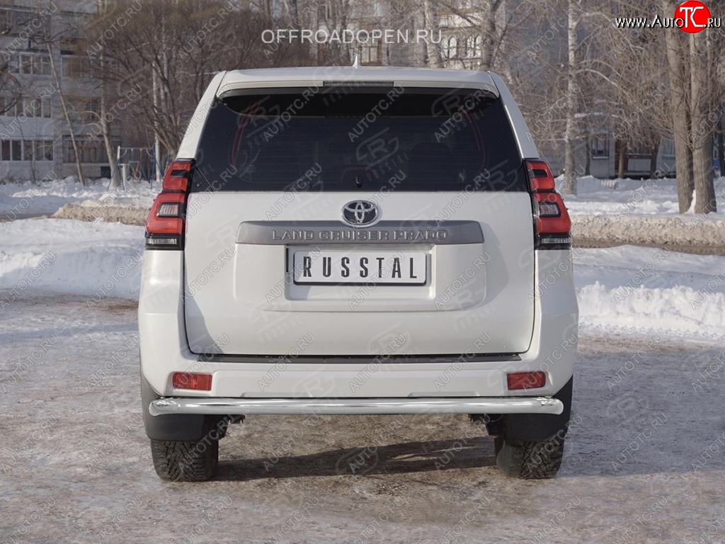 20 349 р. Защита заднего бампера (Ø63 мм, нержавейка) SLITKOFF Toyota Land Cruiser Prado J150 2-ой рестайлинг (2017-2020)  с доставкой в г. Пермь