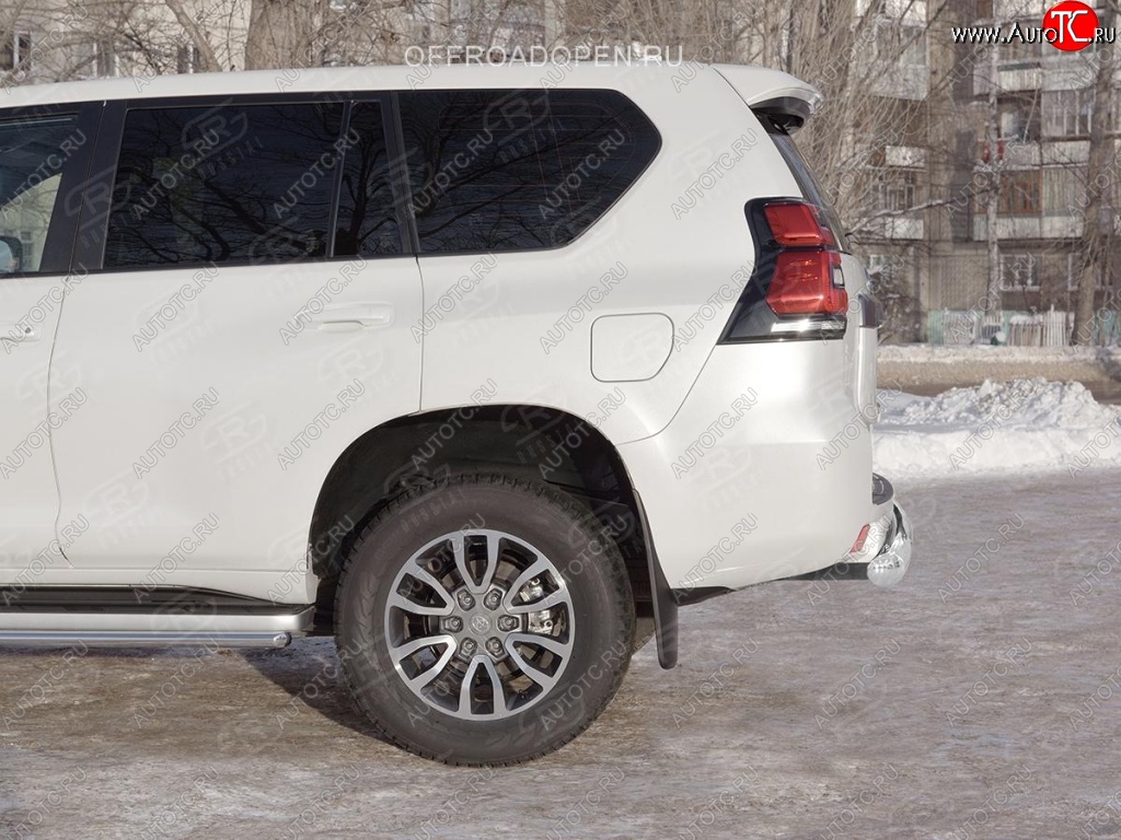17 399 р. Защита заднего бампера (Ø76 мм, нержавейка) SLITKOFF Toyota Land Cruiser Prado J150 2-ой рестайлинг (2017-2020)  с доставкой в г. Пермь