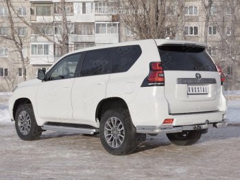 16 299 р. Защита заднего бампера (2 трубы Ø76 и 42 мм уголки, нержавейка) SLITKOFF  Toyota Land Cruiser Prado  J150 (2017-2020) 2-ой рестайлинг  с доставкой в г. Пермь. Увеличить фотографию 2