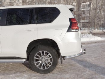 10 999 р. Защита заднего бампера (Ø76 мм уголки, нержавейка) SLITKOFF  Toyota Land Cruiser Prado  J150 (2017-2020) 2-ой рестайлинг  с доставкой в г. Пермь. Увеличить фотографию 3