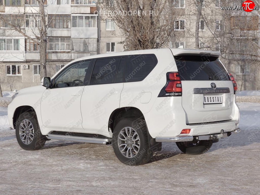 10 999 р. Защита заднего бампера (Ø76 мм уголки, нержавейка) SLITKOFF  Toyota Land Cruiser Prado  J150 (2017-2020) 2-ой рестайлинг  с доставкой в г. Пермь