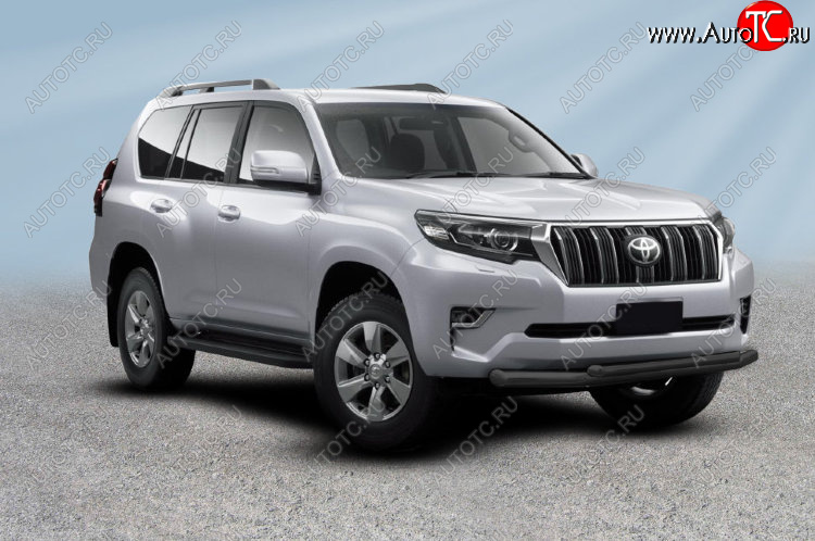 13 499 р. Защита переднего бампера Slitkoff (Ø 76+Ø 57 мм, двойная). Toyota Land Cruiser Prado J150 2-ой рестайлинг (2017-2020) (Сталь с полимерным покрытием. Цвет: черный)  с доставкой в г. Пермь