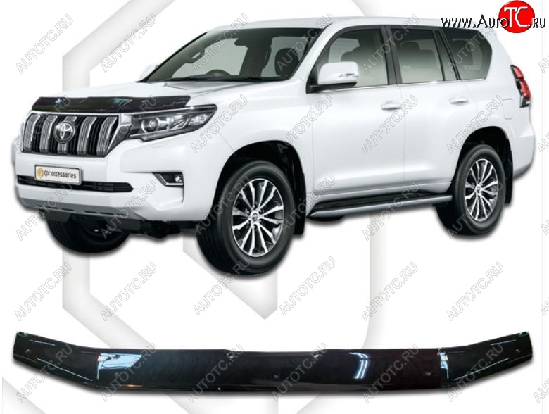 2 199 р. Дефлектор капота CA-Plastic Toyota Land Cruiser Prado J150 2-ой рестайлинг (2017-2020) (Classic черный, Без надписи)  с доставкой в г. Пермь