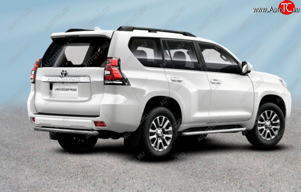 8 249 р. Защита заднего бампера Slitkoff (Ø 57 мм, короткая)  Toyota Land Cruiser Prado  J150 (2017-2020) 2-ой рестайлинг (Сталь с полимерным покрытием. Цвет: серебристый)  с доставкой в г. Пермь