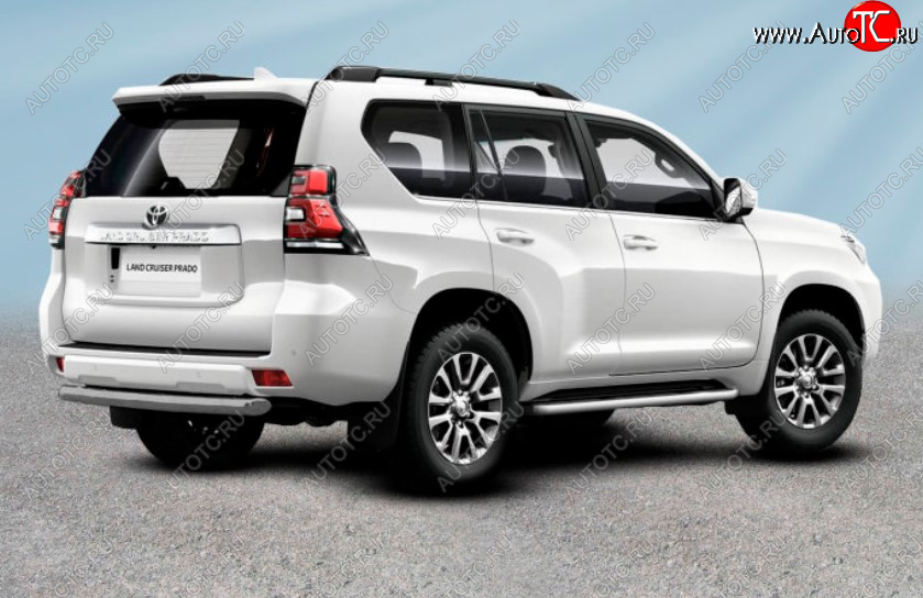 9 699 р. Защита заднего бампера Slitkoff (Ø 76 мм, короткая)  Toyota Land Cruiser Prado  J150 (2017-2020) 2-ой рестайлинг (Сталь с полимерным покрытием. Цвет: серебристый)  с доставкой в г. Пермь