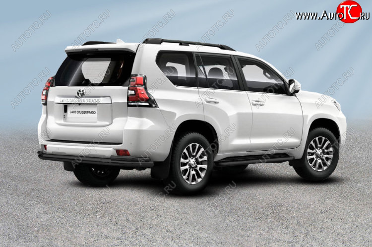 13 499 р. Защита заднего бампера Slitkoff (Ø 76+Ø 42, двойная) Toyota Land Cruiser Prado J150 2-ой рестайлинг (2017-2020) (Сталь с полимерным покрытием. Цвет: черный)  с доставкой в г. Пермь