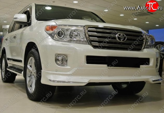 21 599 р. Накладка на передний бампер CT Toyota Land Cruiser 200 1-ый рестайлинг (2012-2015) (Неокрашенная)  с доставкой в г. Пермь