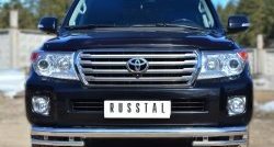 23 799 р. Защита переднего бампера (2 трубы Ø76 и 42 мм, нержавейка) SLITKOFF  Toyota Land Cruiser  200 (2012-2015) 1-ый рестайлинг  с доставкой в г. Пермь. Увеличить фотографию 4