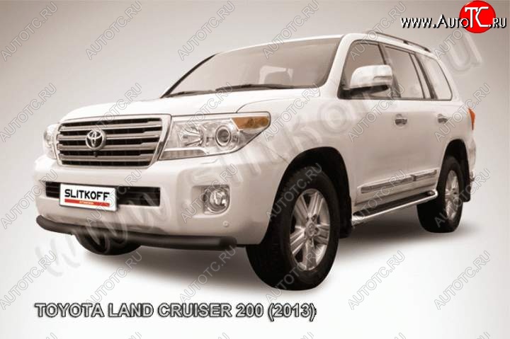 9 999 р. защита переднего бампера Slitkoff Toyota Land Cruiser 200 1-ый рестайлинг (2012-2015) (Цвет: серебристый)  с доставкой в г. Пермь