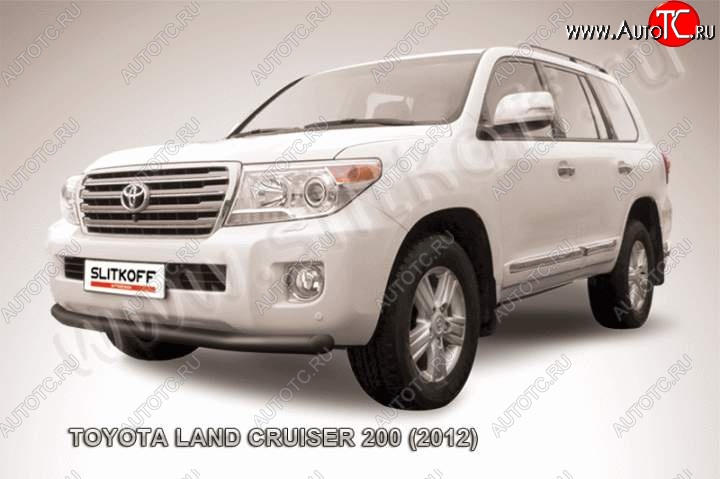 9 999 р. Защита переднего бампер Slitkoff  Toyota Land Cruiser  200 (2012-2015) 1-ый рестайлинг (Цвет: серебристый)  с доставкой в г. Пермь