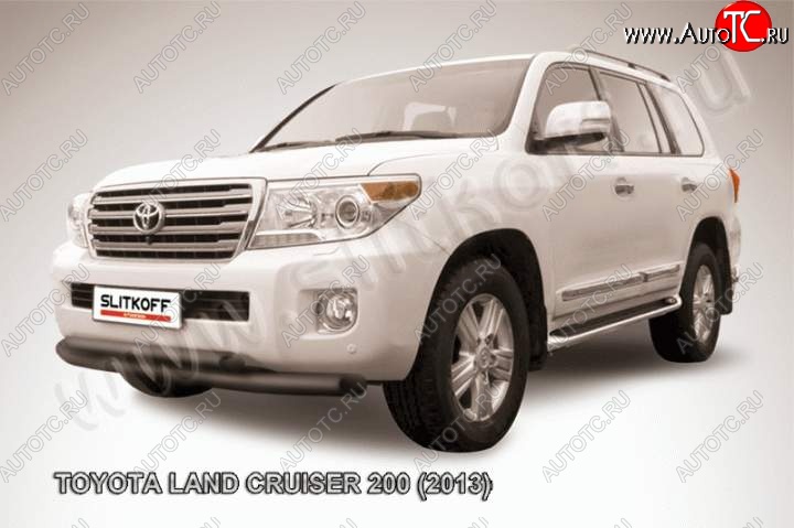 14 949 р. Защита переднего бампер Slitkoff  Toyota Land Cruiser  200 (2012-2015) 1-ый рестайлинг (Цвет: серебристый)  с доставкой в г. Пермь