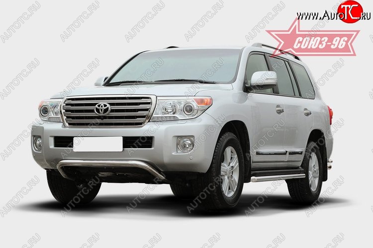 1 043 р. Защита переднего бампера Souz-96 (d60)  Toyota Land Cruiser  200 (2012-2015) 1-ый рестайлинг  с доставкой в г. Пермь
