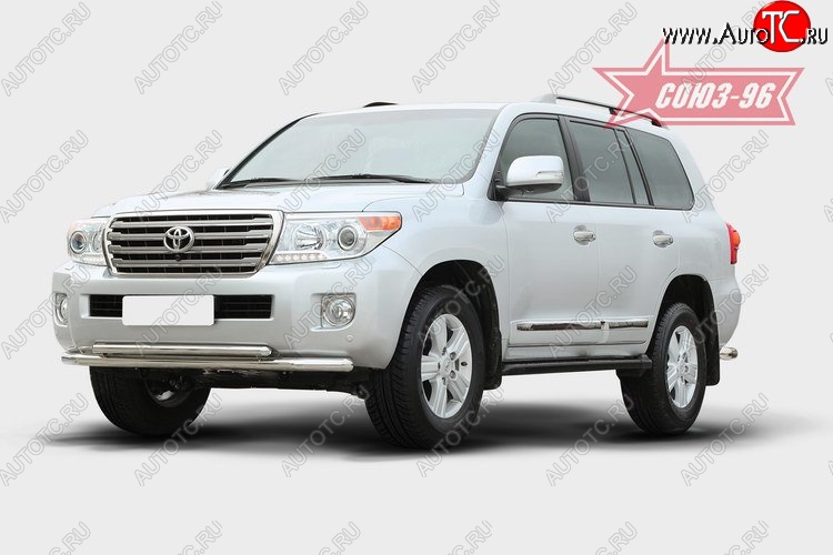1 052 р. Защита переднего бампера двойная Souz-96 (d60/42) Toyota Land Cruiser 200 1-ый рестайлинг (2012-2015)  с доставкой в г. Пермь