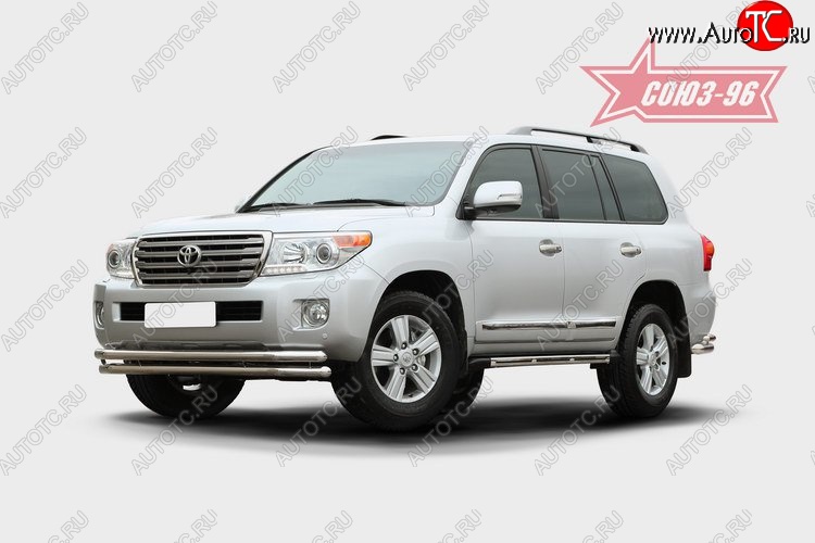 30 554 р. Защита переднего бампера двойная Souz-96 (d60/60).  Toyota Land Cruiser  200 (2012-2015) 1-ый рестайлинг  с доставкой в г. Пермь