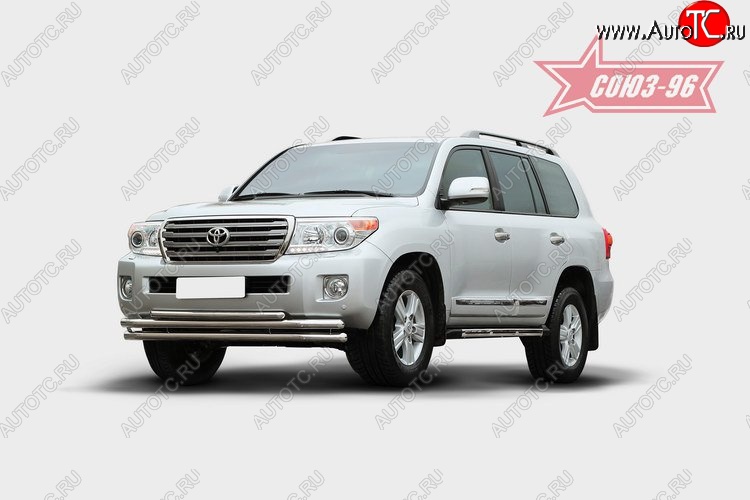 1 169 р. Защита переднего бампера тройная Souz-96 (d60/60/42). Toyota Land Cruiser 200 1-ый рестайлинг (2012-2015)  с доставкой в г. Пермь