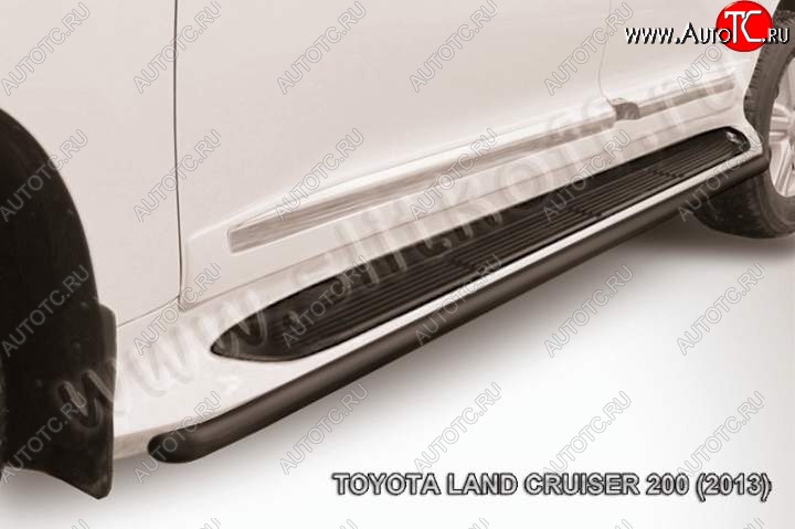 9 649 р. Защита штатного порога d42 Slitkoff  Toyota Land Cruiser  200 (2012-2015) 1-ый рестайлинг (Цвет: серебристый)  с доставкой в г. Пермь