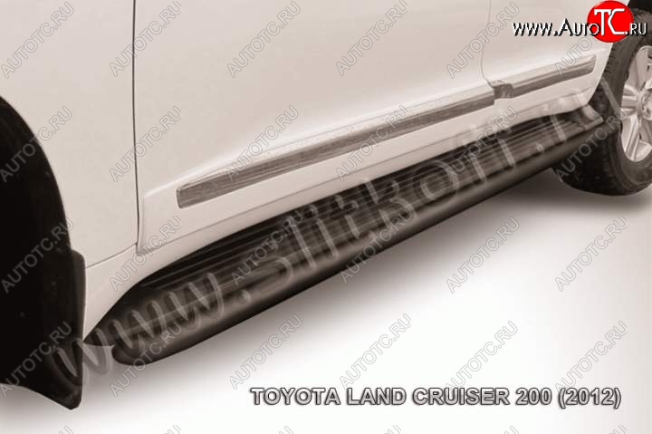 9 649 р. Защита штатного порога d42 Slitkoff Toyota Land Cruiser 200 1-ый рестайлинг (2012-2015) (Цвет: серебристый)  с доставкой в г. Пермь