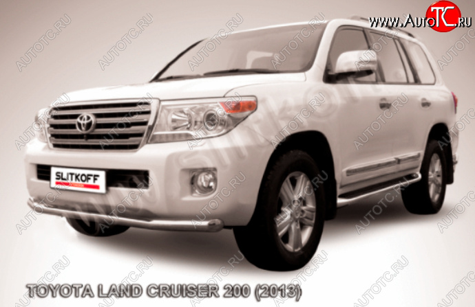 14 099 р. Защита переднего бампера Slitkoff (Ø76 мм)  Toyota Land Cruiser  200 (2012-2015) 1-ый рестайлинг (Нержавейка полированная)  с доставкой в г. Пермь
