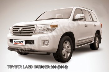 21 349 р. Защита переднего бампера Slitkoff (Ø76 и 57 мм)  Toyota Land Cruiser  200 (2012-2015) 1-ый рестайлинг (Нержавейка полированная)  с доставкой в г. Пермь. Увеличить фотографию 2