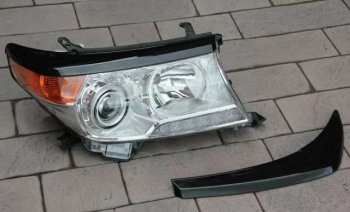 889 р. Реснички на фары KURAJ Toyota Land Cruiser 200 дорестайлинг (2007-2012) (Неокрашенные)  с доставкой в г. Пермь. Увеличить фотографию 2