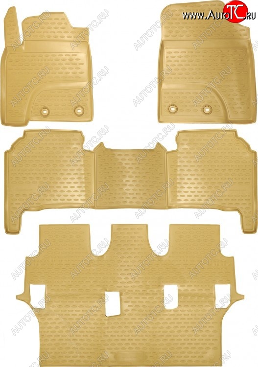 3 199 р. Комплект ковриков в салон Element (4 шт, полиуретан, бежевые) Toyota Land Cruiser 200 1-ый рестайлинг (2012-2015)  с доставкой в г. Пермь
