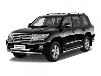 Защита порогов из трубы Ø51 Petroil Tuning Toyota Land Cruiser  200 (2015-2021) 2-ой рестайлинг (Нержавеющая полированная сталь)