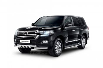 Защита порогов из трубы Ø63 Petroil Tuning Toyota Land Cruiser  200 (2015-2021) 2-ой рестайлинг (Нержавеющая полированная сталь)