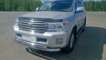 Защита переднего бампера двойная из труб d63/63 мм Petroil Tuning Toyota Land Cruiser  200 (2015-2021) 2-ой рестайлинг (Нержавеющая полированная сталь)