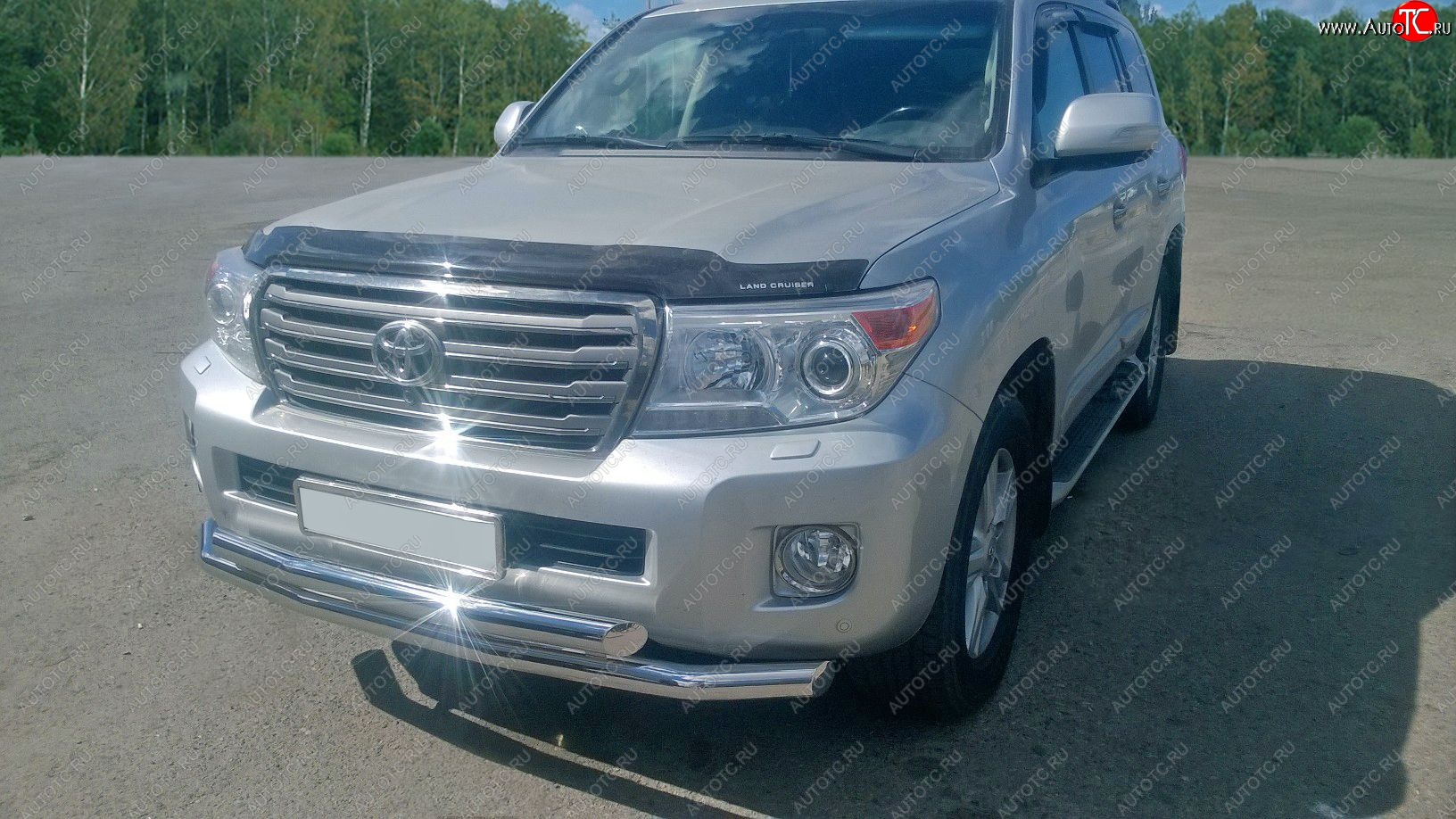 28 649 р. Защита переднего бампера двойная из труб d63/63 мм Petroil Tuning  Toyota Land Cruiser  200 (2015-2021) 2-ой рестайлинг (Нержавеющая полированная сталь)  с доставкой в г. Пермь