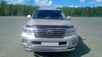 28 649 р. Защита переднего бампера двойная из труб d63/63 мм Petroil Tuning  Toyota Land Cruiser  200 (2015-2021) 2-ой рестайлинг (Нержавеющая полированная сталь)  с доставкой в г. Пермь. Увеличить фотографию 3