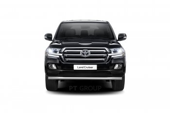 21 589 р. Защита переднего бампера одинарная из трубы d63 мм Petroil Tuning  Toyota Land Cruiser  200 (2015-2021) 2-ой рестайлинг (Нержавеющая полированная сталь)  с доставкой в г. Пермь. Увеличить фотографию 2