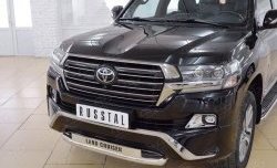 23 899 р. Защита переднего бампера (Ø63 мм с надписью, нержавейка) SLITKOFF  Toyota Land Cruiser  200 (2015-2021) 2-ой рестайлинг  с доставкой в г. Пермь. Увеличить фотографию 3
